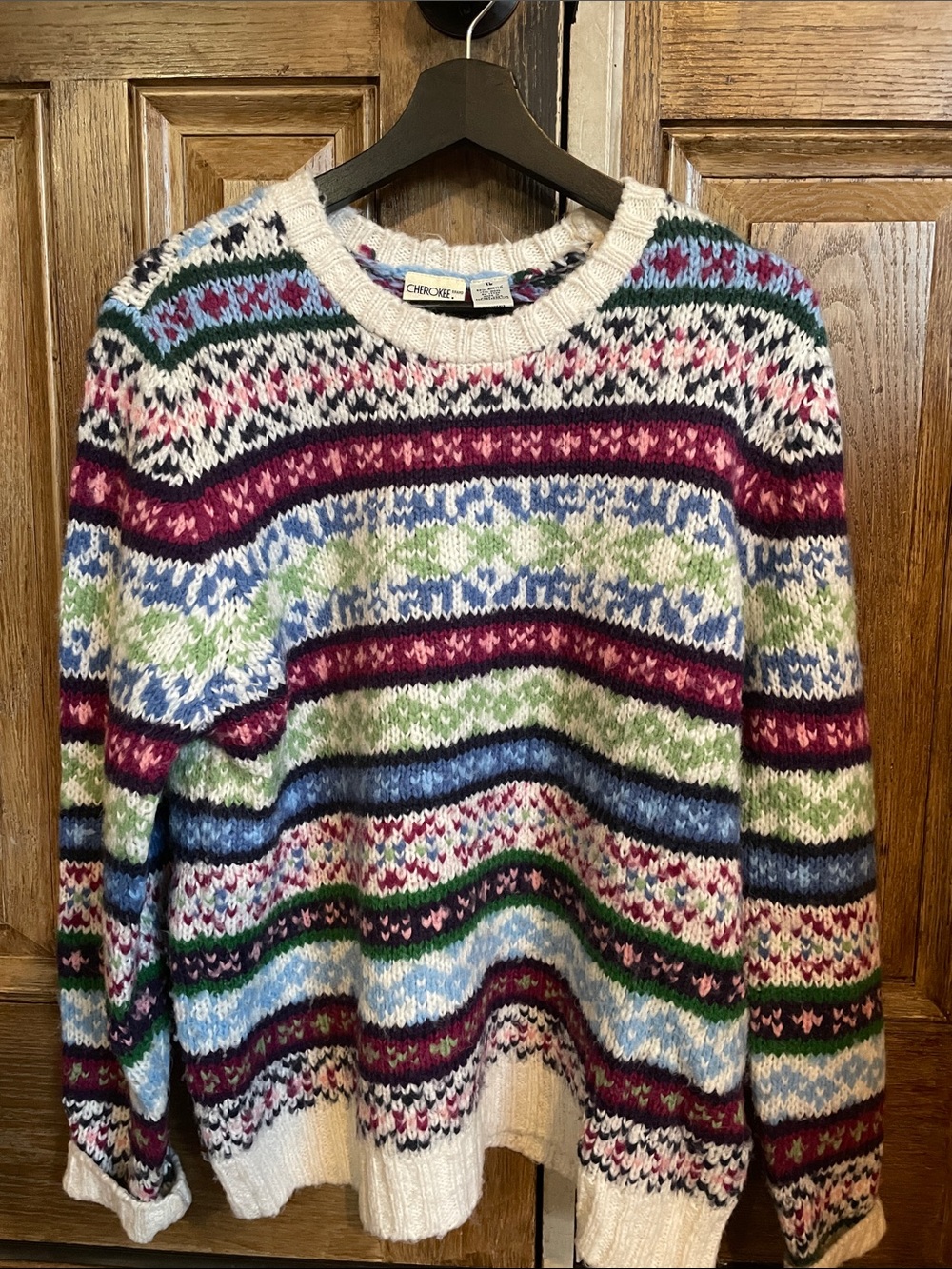 Vintage Multicolor Striped Crewneck Winter Sweater